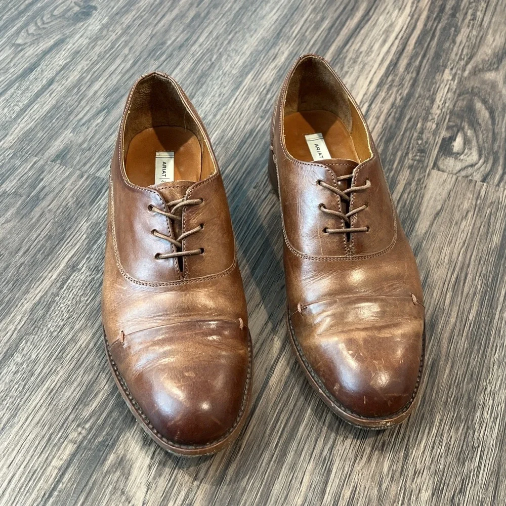 Ariat Two 24 Austen Oxford Lace-Up Brown Smooth Leather Womens Shoes Size 8.5 B